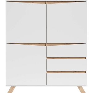 Highboard INOSIGN "Valentin" Sideboards Gr. B/H/T: 120 cm x 137 cm x 38 cm, Weiß / Artisan Eiche, 3, weiß Highboards 3 Schubkästen und Türen, Breite 120cm in modernem Scandi - Design