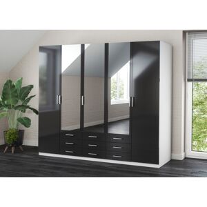 Kleiderschrank PRIESS "Amsterdam" Schränke Gr. B/H/T: 230 cm x 193 cm x 56 cm, ohne Beleuchtung, 5 St., schwarz-weiß (weiß, schwarz) Kleiderschränke mit oder ohne LED-Beleuchtung