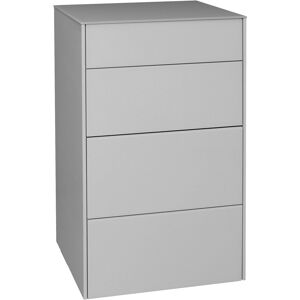 Kommode MÄUSBACHER "Imola TOPSELLER", kreidegrau matt lack, glas kreidegrau glanz, B:52cm H:89cm T:42cm, Sideboards, Kommode mit Glasfront und Glasoberplatte