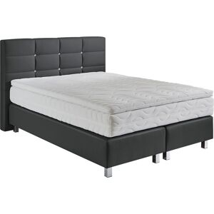 Boxspringbett WESTFALIA SCHLAFKOMFORT Komplettbetten Gr. Kunstleder Mit Kaltschaum-Topper, Liegefläche B/L: 140 cm x 200 cm, Gewicht bis: 100 kg H3, 7-Zonen-Kaltschaummatratze, grau (anthrazit) Boxspringbett Boxspringbetten ohne Bettkasten mit Knöpfen in