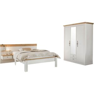 Schlafzimmer-Set HOME AFFAIRE "Westminster" Schlafzimmermöbel-Sets Gr. B/H: 140 cm x 200 cm, weiß Komplett Schlafzimmer beinhaltet 1 Bett, Kleiderschrank 3-türig und Wandpaneel