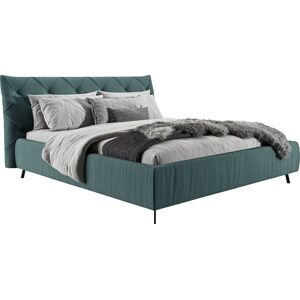 Polsterbett LEONIQUE "Elloree, in 4 Breiten bis 200cm, auch in Leder", blau (petrol), B:196cm H:143cm L:254cm, 100% Polyester, Betten, Kopfteilhöhe 105 cm, belastbar bis 280 kg, auch in Überlänge 220cm