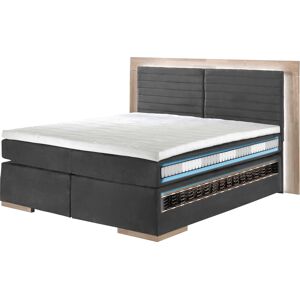 Boxspringbett PLACES OF STYLE "Cup" Komplettbetten Gr. Standard, Standard, Gewicht bis: 120 kg + 120 kg H4 + H4, keine Matratze, braun Boxspringbett Boxspringbetten ohne Bettkasten mit LED-Beleuchtung, Massivholzrahmen und Topper, in 2 Härtegraden