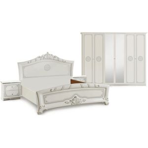 Schlafzimmer-Set INOSIGN "GRETA" Schlafzimmermöbel-Sets weiß (weiß, silber) Komplett Schlafzimmer