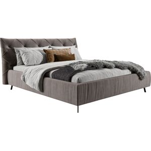Polsterbett LEONIQUE "Elloree, in 4 Breiten bis 200cm, auch in Leder", grau (stone), B:196cm H:105cm L:254cm, 100% Polyester, Betten, Kopfteilhöhe 105 cm, belastbar bis 280 kg, auch in Überlänge 220cm