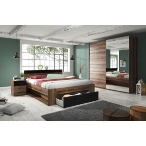 Schlafzimmer-Set INOSIGN "Beta Komplettschlafzimmer in 3 Farben und 2 Bettgrößen", schwarz (monastery eiche, schwarz), B/H: 180cm x 200cm, FSC-zertifizierter Holzwerkstoff, Schlafzimmermöbel-Sets, FSC-zertifizierter Holzwerkstoff, Made in Europe