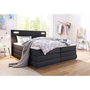 Boxspringbett COLLECTION AB "Ninoni", grau (anthrazit), B:195cm L:210cm, Holzwerkstoff, Komplettbetten, inkl. Bettkasten, Topper und wahlweise mit LED-Beleuchtung
