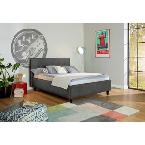 Polsterbett ALINA "Hakon", grau (dunkelgrau gfs 89), B:201cm H:107cm L:209cm, Chenille GFS (100% Polyester), Betten, wahlweise mit Matratze und Lattenrost, Füße in Tabak
