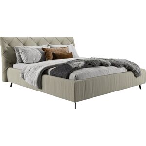 Polsterbett LEONIQUE "Elloree, in 4 Breiten bis 200cm, auch in Leder", silber (silberfarben), B:196cm H:143cm L:234cm, 100% Polyester, Betten, Kopfteilhöhe 105 cm, belastbar bis 280 kg, auch in Überlänge 220cm
