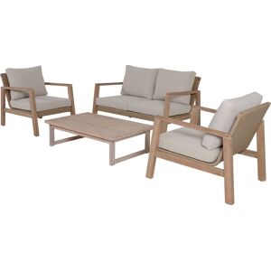 Gartenlounge-Set GARDEN PLEASURE "»SAN«" Sitzmöbel-Sets braun (braun, washed braun) Outdoor Möbel 2 Sessel, Tisch LxB: 106x66 cm, inkl Kissen