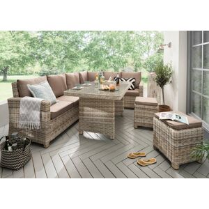 Gartenlounge-Set DESTINY "ALCUDIA" Sitzmöbel-Sets Gr. B/H: 206 cm x 270 cm, beige Outdoor Möbel Aluminium, Polyrattan