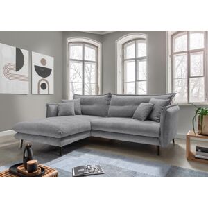 Ecksofa INOSIGN "Lazio modernes Design, bequem, schmale Armlehnen, OTTOs Choice", grau, B:255cm H:94cm T:180cm, 100% Polyester, Sofas, zwei verschiedene Fußfarben wählbar