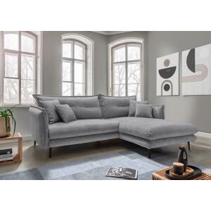 Ecksofa INOSIGN "Lazio modernes Design, bequem, schmale Armlehnen, OTTOs Choice", grau, B:255cm H:94cm T:180cm, 100% Polyester, Sofas, zwei verschiedene Fußfarben wählbar