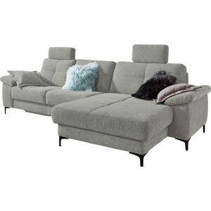 Ecksofa 3C CARINA "Burnaby bequem und modern, OTTOs Choice, L-Form", grau (hellgrau), B:296cm H:87cm T:162cm, Chenille-Optik (59, 7% Polyester, 34, 4% Polyacryl, 5, 9% Viskose), Struktur weich (100% Polyester), Sofas, 2 Kopfstützen, optional mit Schlaf- u