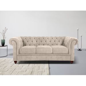 Chesterfield-Sofa HOME AFFAIRE "Chesterfield 3-Sitzer B/T/H: 198/89/74 cm" Sofas Gr. B/H/T: 198 cm x 74 cm x 89 cm, Lu x us-Microfaser weich, beige (creme) Chesterfieldsofas mit hochwertiger Knopfheftung, auch in Leder