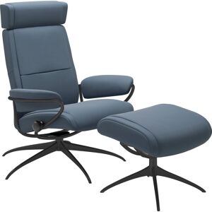 Relaxsessel STRESSLESS "Paris" Sessel Gr. Leder BATICK, Star Base-Standard Base, Plus™System-Gleitsystem-Rela x funktion-Drehfunktion-Kopfstützenverstellung-Rückteilverstellung, B/H/T: 80 cm x 98 cm x 75 cm, blau (sparrow blue batick) Lesesessel und Relax