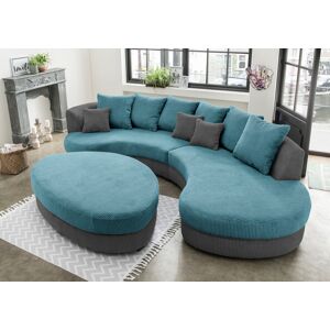 Ecksofa INOSIGN "Limoncello organische Formensprache, OTTOs Choice, L-Form", grau (grau, petrol), B:287cm H:76cm T:160cm, 100% Polyester, Sofas, ergonomische Form