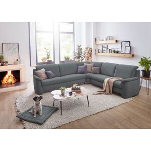 Ecksofa VILLA BECK "Garda L-Form", grau (7 anthrazit), B:245cm H:90cm T:91cm, Flachgewebe 96, 6 Polyester, 3, 4% Polyamid, Microfaser 100% Polyester, Sofas, inklusive Kopfteilverstellung, Stellmaß 277x245cm