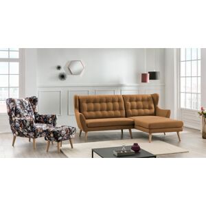Ecksofa LEONIQUE "Louanne, L-Form", orange (golden orange), B:250cm H:107cm T:173cm, Sofas, mit Holzfüßen