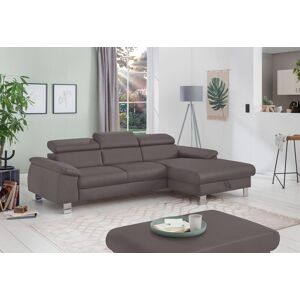 Ecksofa COTTA "Komaris L-Form mit Kopfteilverstellung", grau (elefant), B:244cm H:72cm T:166cm, Microfaser PRIMABELLE (100% Polyester), Kunstleder SOFTLUX(100%Polyurethan), Feinstruktur (100% Polyester), Kunstleder SOFTLUX/Struktur (100%Polyurethan, 90%Po