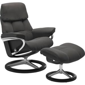 Relaxsessel STRESSLESS "Ruby", grau (rock paloma), B:88cm H:101cm T:78cm, Leder BATICK: BATICK ist ein leicht korrigiertes, durchgefärbtes und genarbtes Möbelleder, bei dem die meisten Unebenheiten und Spuren in der Regel entfernt wurden., Leder PALOMA: P