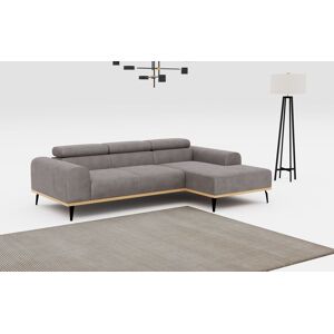 Ecksofa PLACES OF STYLE "Carlo L-Form", grau (dunkelgrau), B:244cm T:157cm, Sofas, mit Kopfteilverstellung & Holz-Rahmenoptik, wahlweise Relaxfunktion
