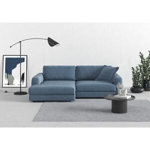 Ecksofa TRENDMANUFAKTUR "Bourbon" Sofas Gr. B/H/T: 250 cm x 84 cm x 176 cm, Struktur weich, mega-Recamiere links, blau (blue horizon) Ecksofas mit extra hohem Sitzkomfort, auch in Cord erhältlich