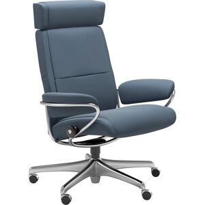 Relaxsessel STRESSLESS "Paris" Sessel Gr. Leder PALOMA, Home Office Base, Plus™System-Gleitsystem-Rela x funktion-Drehfunktion-Kopfstützenverstellung-Rückteilverstellung-Höhenverstellung, B/H/T: 80 cm x 109 cm x 69 cm, blau (sparrow blue paloma) Lesesesse