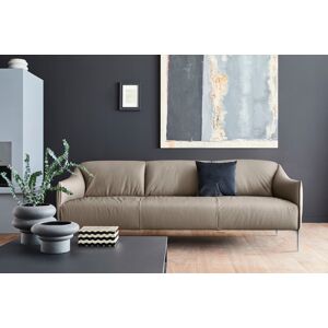 3-Sitzer W.SCHILLIG "sally" Sofas Gr. B/H/T: 224 cm x 78 cm x 84 cm, Longlife Xtra-Leder Z59, braun (stone z59) 3-Sitzer Sofas mit Metallfüßen in Chrom glänzend, Breite 224 cm