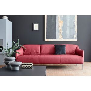 3-Sitzer W.SCHILLIG "sally" Sofas Gr. B/H/T: 224 cm x 78 cm x 84 cm, Longlife Xtra-Leder Z59, rot (ruby red z59) 3-Sitzer Sofas mit Metallfüßen in Silber matt, Breite 224 cm