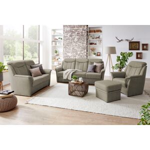 Polstergarnitur VILLA BECK "Lugano", grün (14 stone), Microfaser, Kopfteilverstellung, Sitzmöbel-Sets, Kopfteilverstellung, in Sitzhöhe 49 cm, 3-Sitzer und 2x Sessel