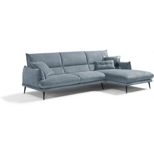 Ecksofa EGOITALIANO "FUNNY" Sofas Gr. B/H/T: 265 cm x 90 cm x 225 cm, Microfaser, Recamiere links, blau (hellblau) Ecksofas T-FÖRMIGE SITZEINHEIT