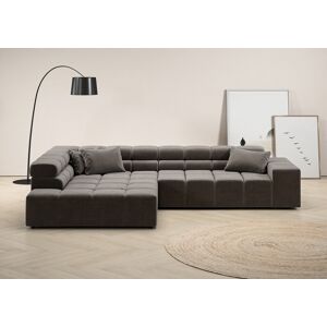 Ecksofa INOSIGN "Ancona incl. Kopfteilverstellung, OTTOs Choice, Breite 319cm, L-Form", grau (stone), B:319cm H:70cm T:215cm, Struktur (85% Polyester, 15% Viskose), Luxus-Microfaser weich (98% Polyester, 2% Nylon), Velours (100% Polyester), Sofas, wahlwei