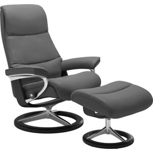 Fußhocker STRESSLESS "View", grau (grau batick), B:57cm H:43cm T:47cm, Leder BATICK: BATICK ist ein leicht korrigiertes, durchgefärbtes und genarbtes Möbelleder, bei dem die meisten Unebenheiten und Spuren in der Regel entfernt wurden., Leder PALOMA: PALO