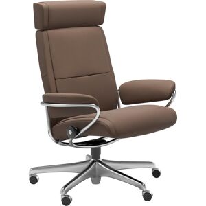 Relaxsessel STRESSLESS "Paris" Sessel Gr. Leder BATICK, Home Office Base, Plus™System-Gleitsystem-Rela x funktion-Drehfunktion-Kopfstützenverstellung-Rückteilverstellung-Höhenverstellung, B/H/T: 80 cm x 109 cm x 69 cm, braun (mole batick) Lesesessel und R