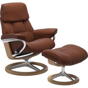 Relaxsessel STRESSLESS "Ruby", braun (copper paloma), B:78cm H:100cm T:76cm, Leder PALOMA: durchgefärbtes Semianilin-Möbelleder, Leder BATICK: durchgefärbtes und genarbtes Möbelleder, Sessel, mit Signature Base, Größe M, Gestell Eiche, Wenge, Braun & Schw
