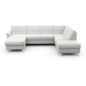 Wohnlandschaft SIT&MORE "Palmera U-Form" Sofas Gr. B/H/T: 312 cm x 89 cm x 212 cm, Lu x us-Microfaser, Ottomane rechts, ohne Bettfunktion, silberfarben (silber) Wohnlandschaften wahlweise mit Bettfunktion und Stauraum