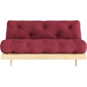 Schlafsofa KARUP DESIGN "Roots 160" Sofas Gr. B/H/T: 160 cm x 20 cm x 200 cm, Baumwollmi, rot (bordeau) Einzelsofas Mit Holzstruktur, inkl. Futonmatratze, Liegefläche 160x200 cm