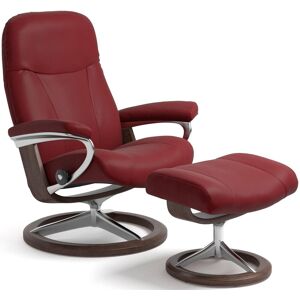 Relaxsessel STRESSLESS "Garda" Sessel Gr. Leder BATICK, mit Hocker, B/H/T: 91 cm x 102 cm x 79 cm, rot (bordeau x batick) Lesesessel und Relaxsessel mit Hocker, Signature Base, Größe L, Gestell Wenge