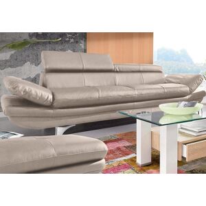 Polstergarnitur COTTA "Enterprise" Sitzmöbel-Sets Gr. Lu x us-Kunstleder, mit Kopfteilverstellung-mit Armteilverstellung, beige Couchgarnituren Sets Set: bestehend aus 3-Sitzer und Hocker, Inklusive Rückenverstellung