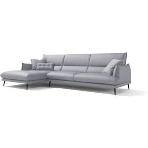 Ecksofa EGOITALIANO "FUNNY" Sofas Gr. B/H/T: 265 cm x 90 cm x 225 cm, Leder, Recamiere links, grau (steinfarben) Leder-Ecksofas T-FÖRMIGE SITZEINHEIT