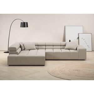 Ecksofa INOSIGN "Ancona incl. Kopfteilverstellung, OTTOs Choice, Breite 319cm, L-Form", grau (taupe), B:319cm H:70cm T:215cm, Struktur (85% Polyester, 15% Viskose), Luxus-Microfaser weich (98% Polyester, 2% Nylon), Velours (100% Polyester), Sofas, wahlwei