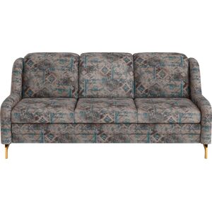 3-Sitzer SIT&MORE "Orient" Sofas Gr. B/H/T: 196 cm x 91 cm x 109 cm, Jacquard, ohne Kopfteilverstellung, braun (hellbraun) 3-Sitzer Sofas inkl. 2 Zierkissen mit Strass-Stein, goldfabene Metallfüße