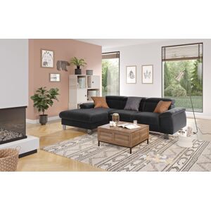 Ecksofa COTTA "Komaris L-Form mit Kopfteilverstellung", schwarz (charcoal), B:244cm H:72cm T:166cm, 88% POLYESTER (PES) 12% POLYAMID (PA), Sofas, wahlweise mit Bettfunktion, Bettkasten & Beleuchtung, Topseller