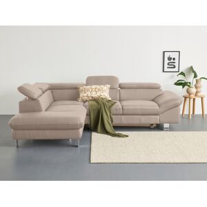 Ecksofa COTTA "Driver L-Form", beige (natural), B:268cm H:73cm T:214cm, Kunstleder SOFTLUX, LEDER BEEFY (ein abgedecktes Spalt-Rindsleder) im Sitz und Rücken (Korpus in Kunstleder), Luxus-Kunstleder, NaturLEDER (echtes Rindsleder) im Sitz und Rücken (Rück