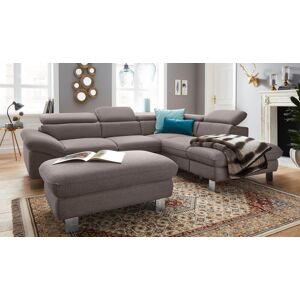 Hocker COTTA "Driver", braun, B:101cm H:46cm T:65cm, Struktur (100% Polyester), Chenille (90% Polyester, 10% Polyamid), Hocker, mit edlen Metallfüßen