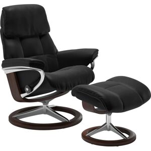 Hocker STRESSLESS "Ruby", schwarz (schwarz batick), B:53cm H:41cm T:39cm, Leder BATICK: durchgefärbtes und genarbtes Möbelleder, Leder PALOMA: durchgefärbtes Semianilin-Möbelleder, Hocker, mit Signature Base, Gestell Eiche, Wenge, Braun & Schwarz