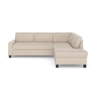 Ecksofa DOMO COLLECTION "Florentina L-Form" Sofas Gr. B/H/T: 243 cm x 84 cm x 209 cm, Microvelours, Ottomane rechts, Mit Bettfunktion, beige (cream) Ecksofas wahlweise mit Bettfunktion, Kontrastnaht