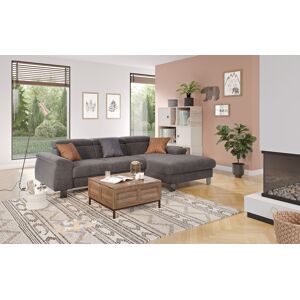Ecksofa COTTA "Komaris L-Form mit Kopfteilverstellung", grau (anthrazit), B:244cm H:72cm T:166cm, 88% POLYESTER (PES) 12% POLYAMID (PA), Sofas, wahlweise mit Bettfunktion, Bettkasten & Beleuchtung, Topseller