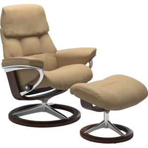 Relaxsessel STRESSLESS "Ruby", beige (sand paloma), B:78cm H:100cm T:76cm, Leder PALOMA: durchgefärbtes Semianilin-Möbelleder, Leder BATICK: durchgefärbtes und genarbtes Möbelleder, Sessel, mit Signature Base, Größe M, Gestell Eiche, Wenge, Braun & Schwar